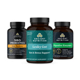 sbo probiotics gut restore, leaky gut capsules, digestives enzymes with blue bow