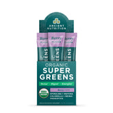 Organic SuperGreens Stick Packs Powder Berry Flavor 16 Count Box bottle