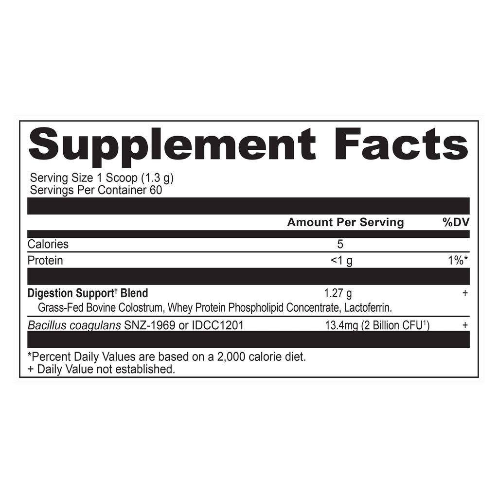 Colostrum Powder Unflavored (60 Servings) supplement label