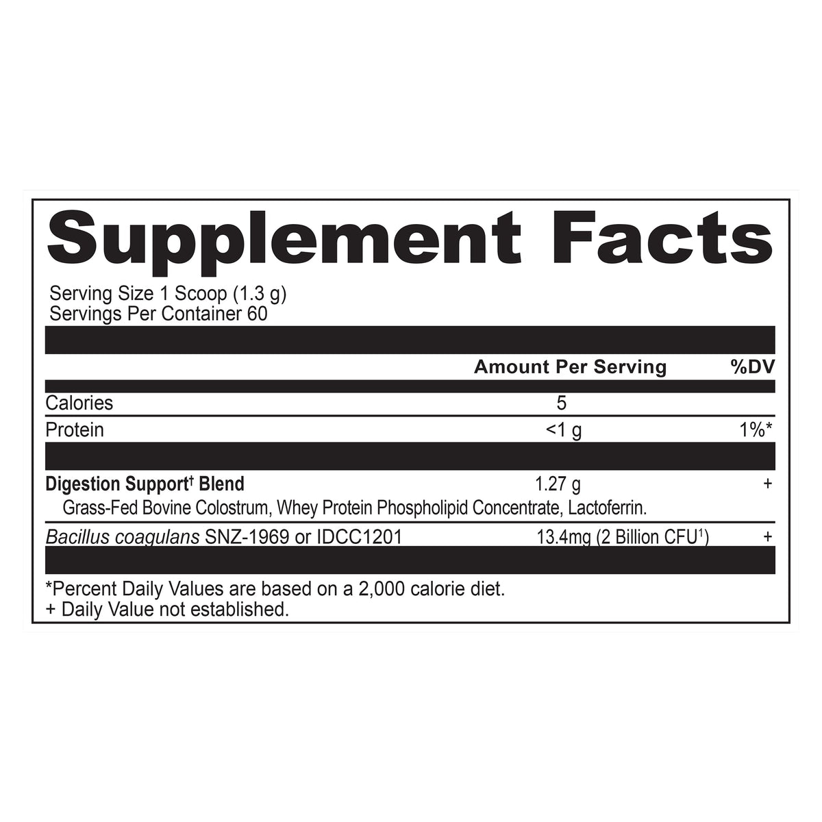 Colostrum Powder Unflavored (60 Servings) supplement label