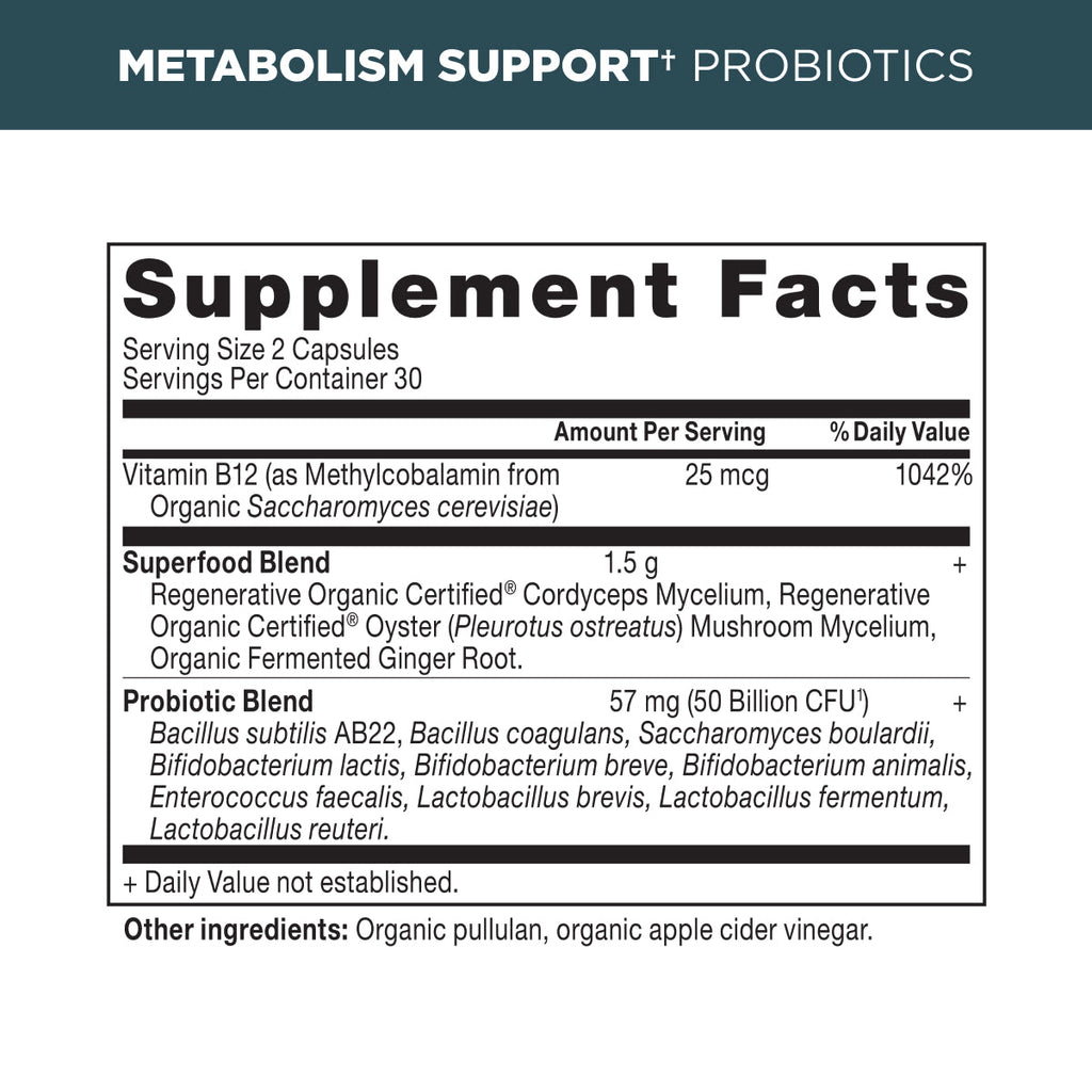 metabolism support probiotics supplement label