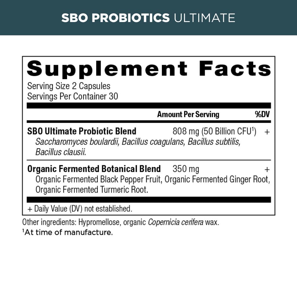 sbo probiotics ultimate supplement label