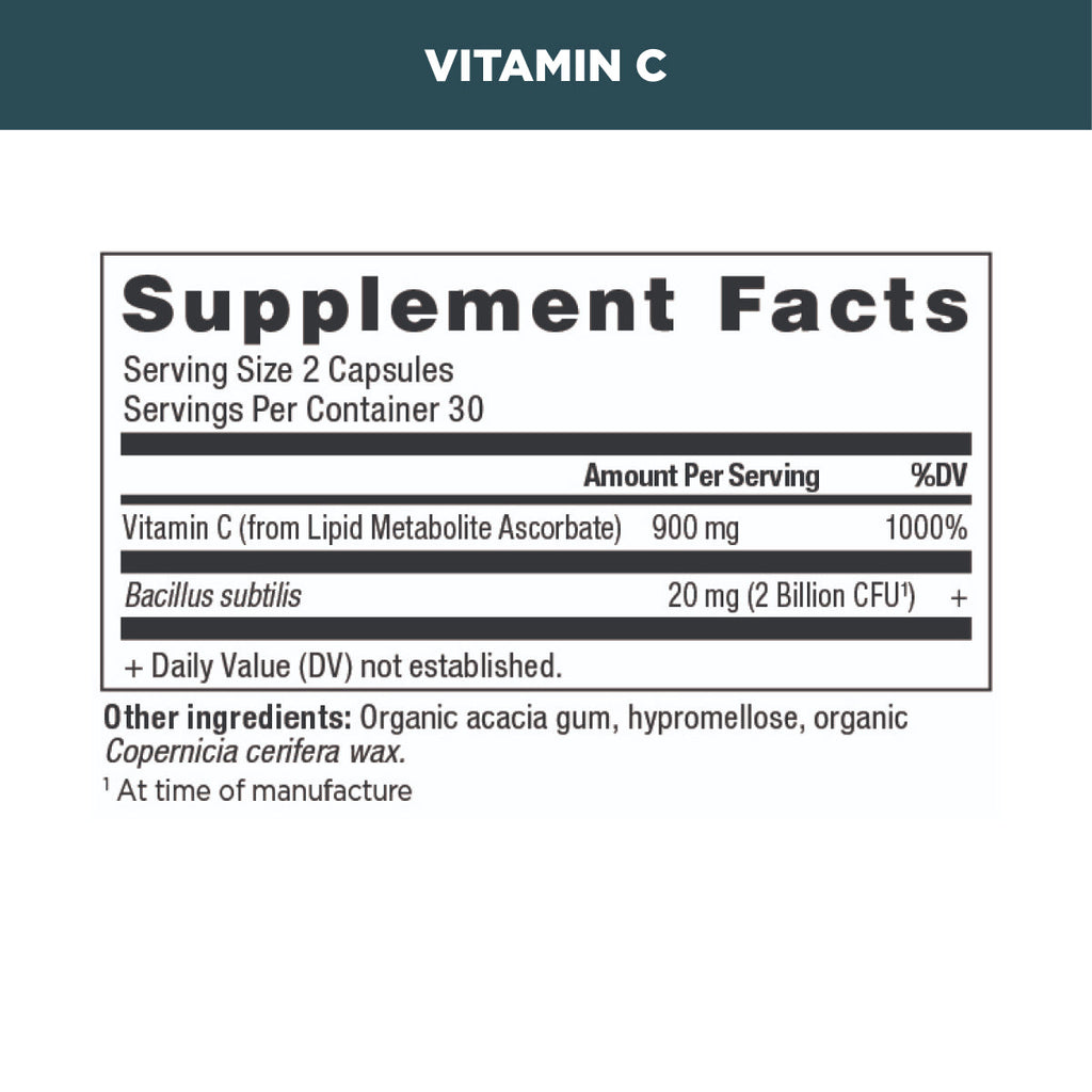 Vitamin C supplement facts panel