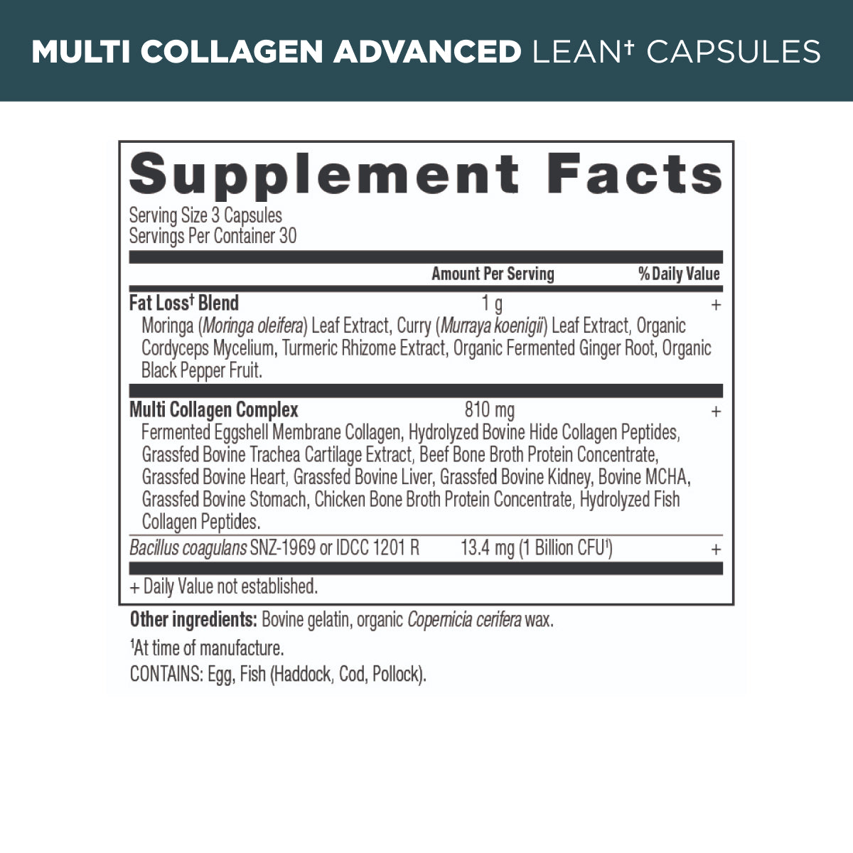 multi collagen advanced lean capsules supplement label
