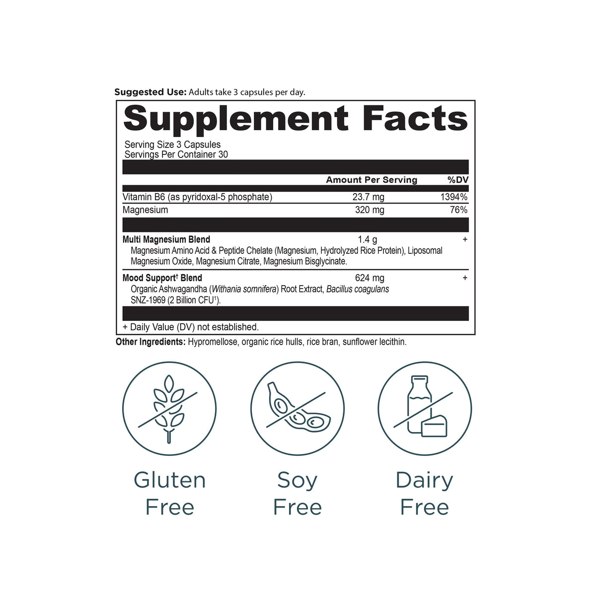 Active Peptides Magnesium Complex Capsule (30 Servings) supplement facts panel