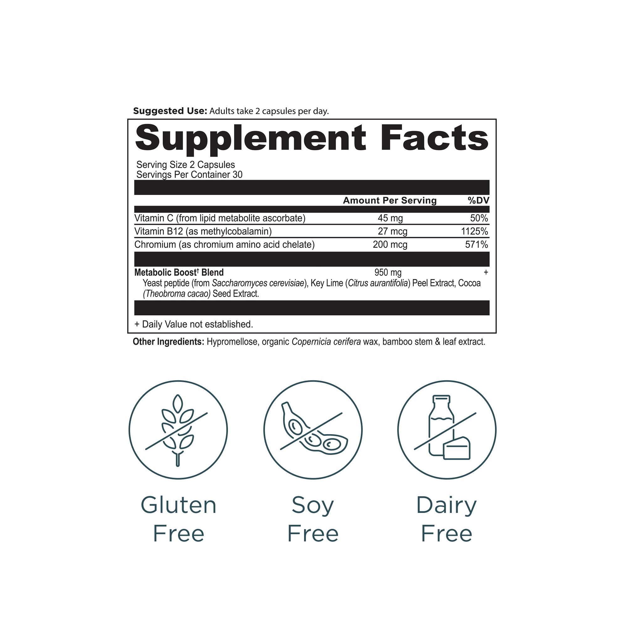 Active Peptides Metabolism Capsule (30 Servings) supplement facts panel