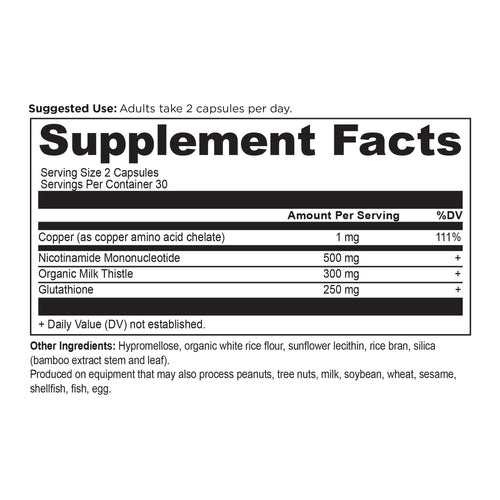Active Peptides Glutathione + NMN Capsule (30 Servings) supplement label