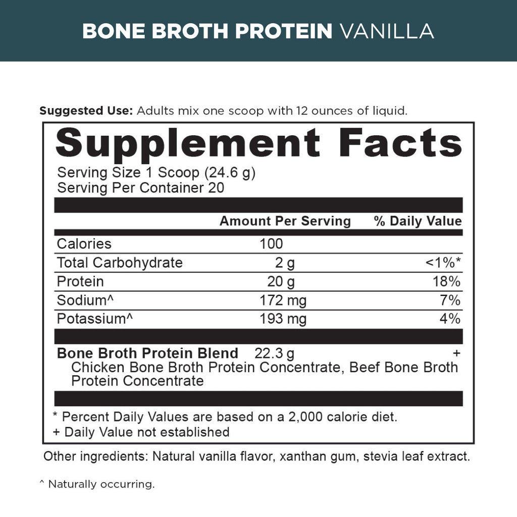 Bone Broth Protein Powder Vanilla supplement label