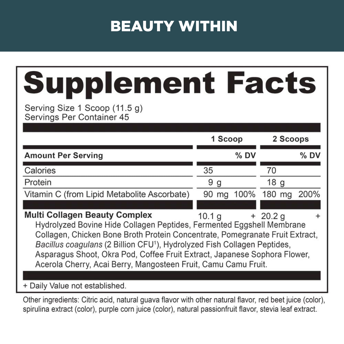 beauty within supplement label