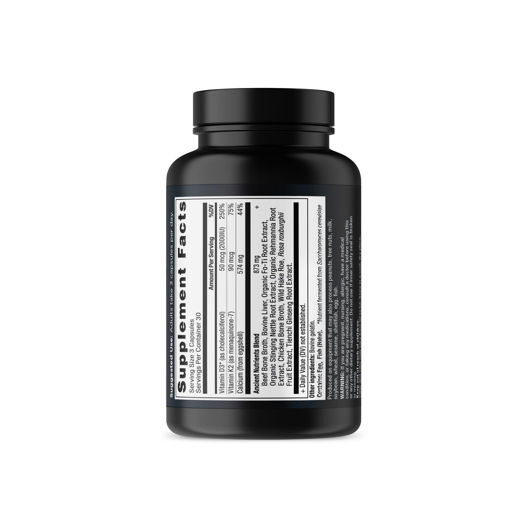 ancient nutrients calcium back of bottle