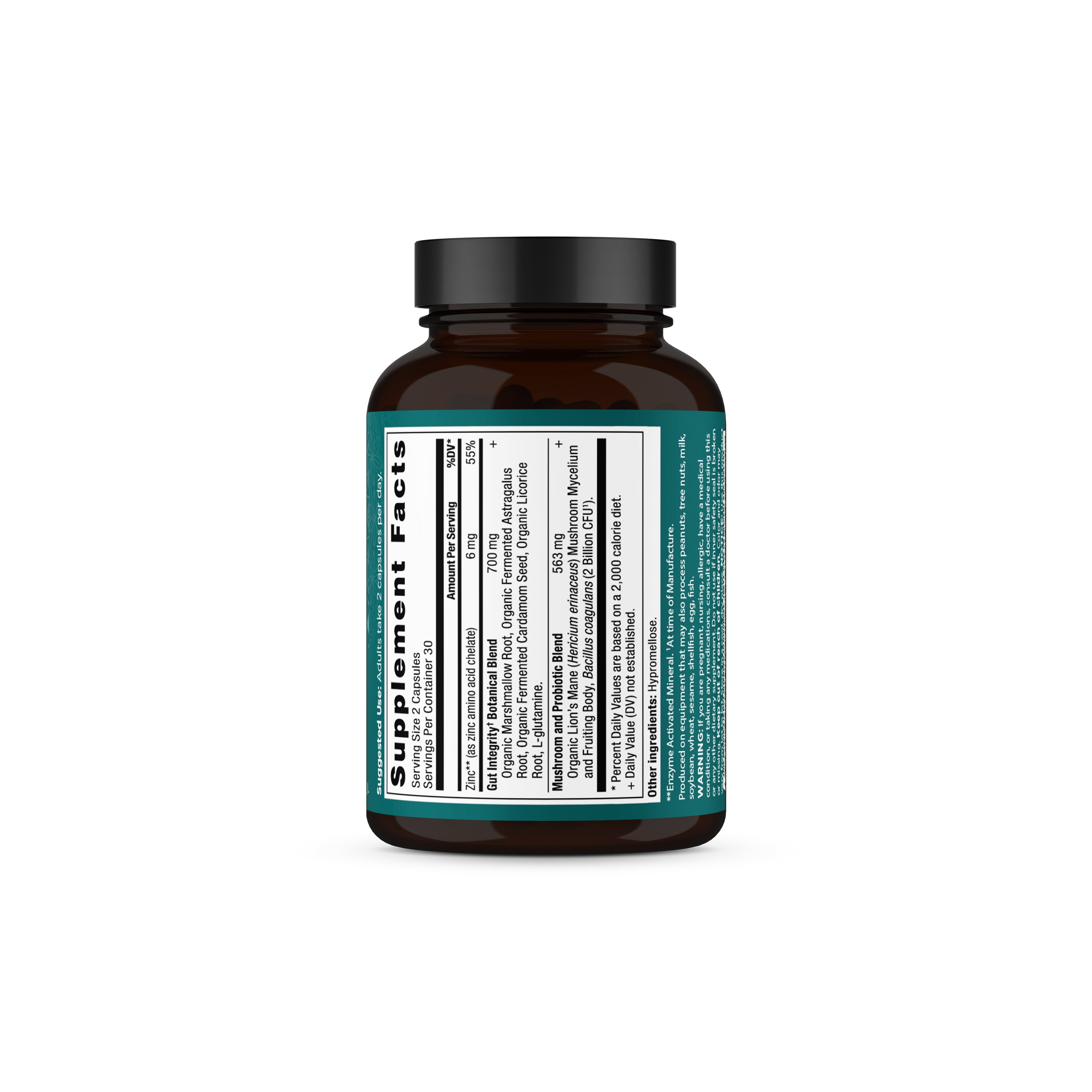 Leaky Gut Capsules (60 Capsules) side of bottle