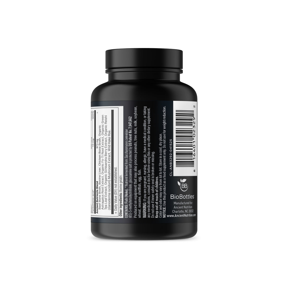 Ancient Nutrients Vitamin B Complex Capsules (30 Servings) side bottle image