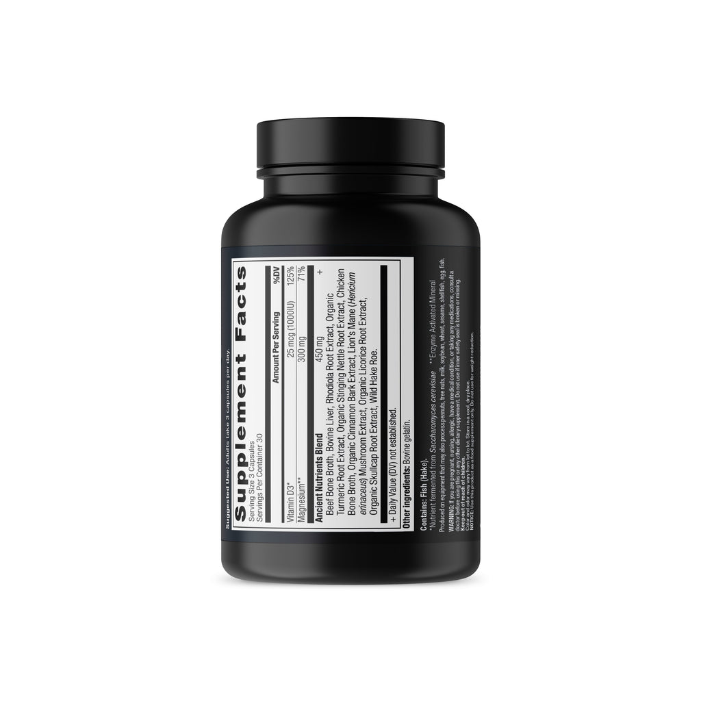 Ancient Nutrients Magnesium Capsules (30 Servings) side bottle image