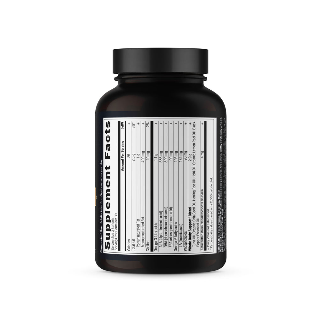 Omega-3s Whole Body (90 Softgels) back of bottle