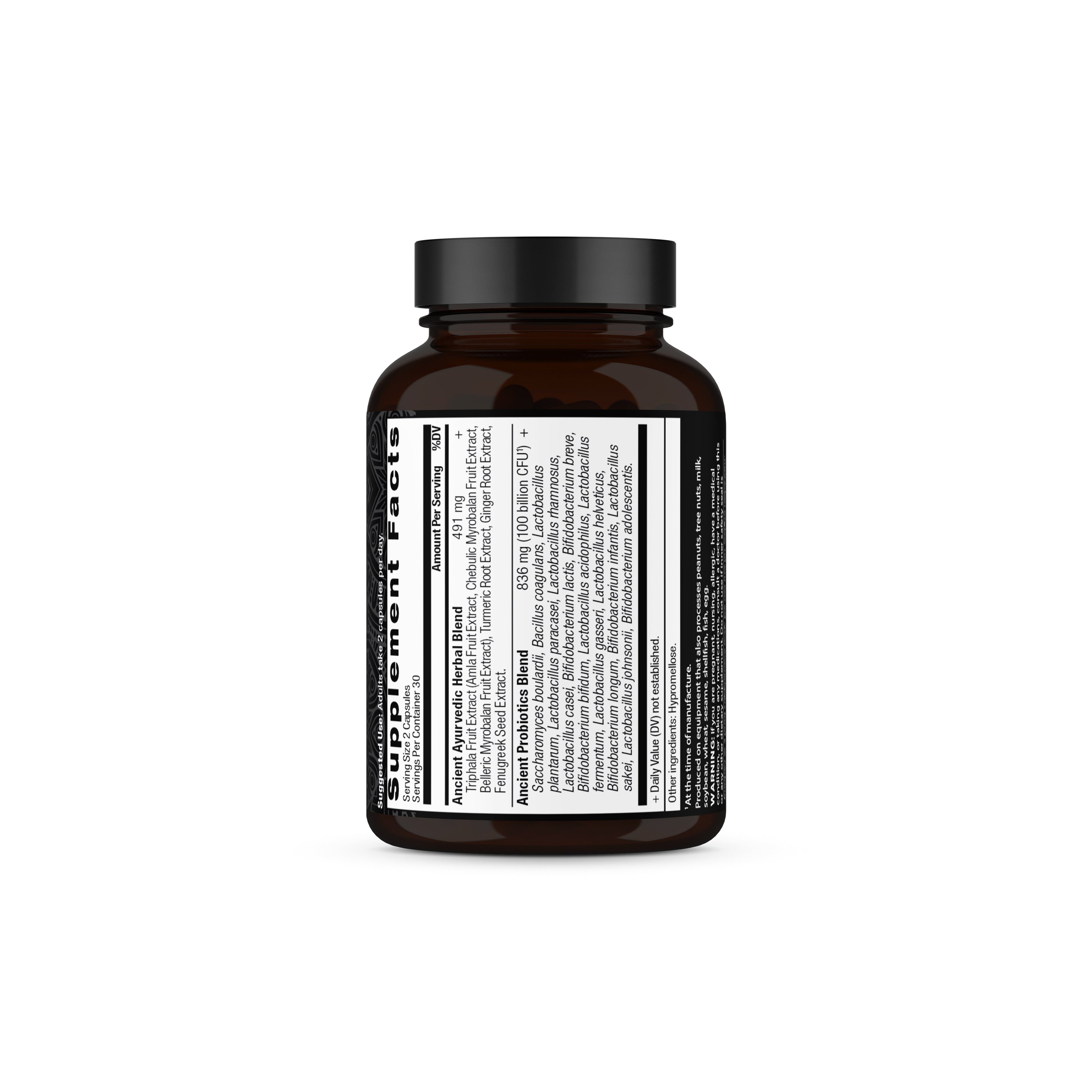 Ancient Probiotics Ultimate Capsules (30 Servings) side of label