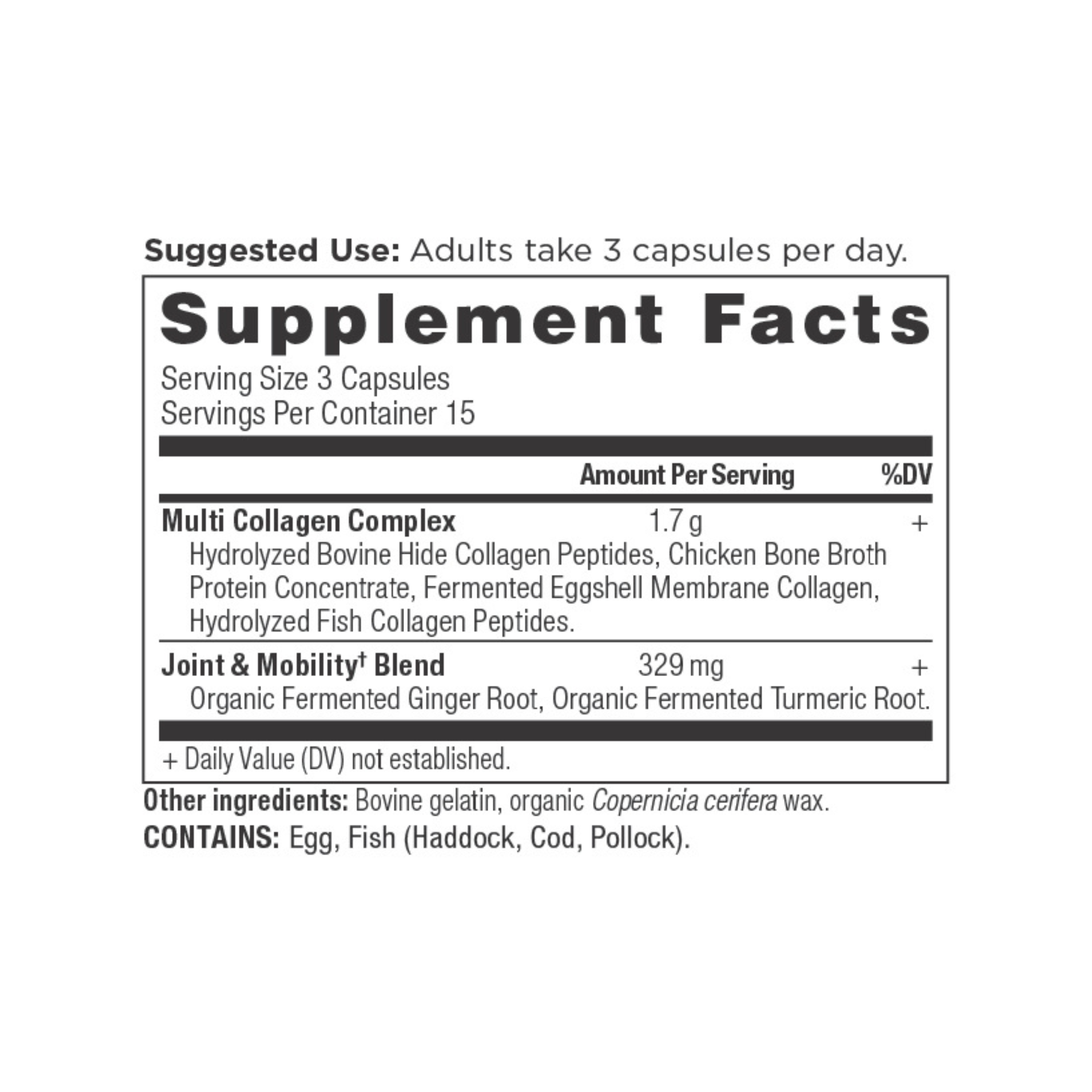 Multi Collagen Joint & Mobility Capsules (45 Capsules) supplement facts panel