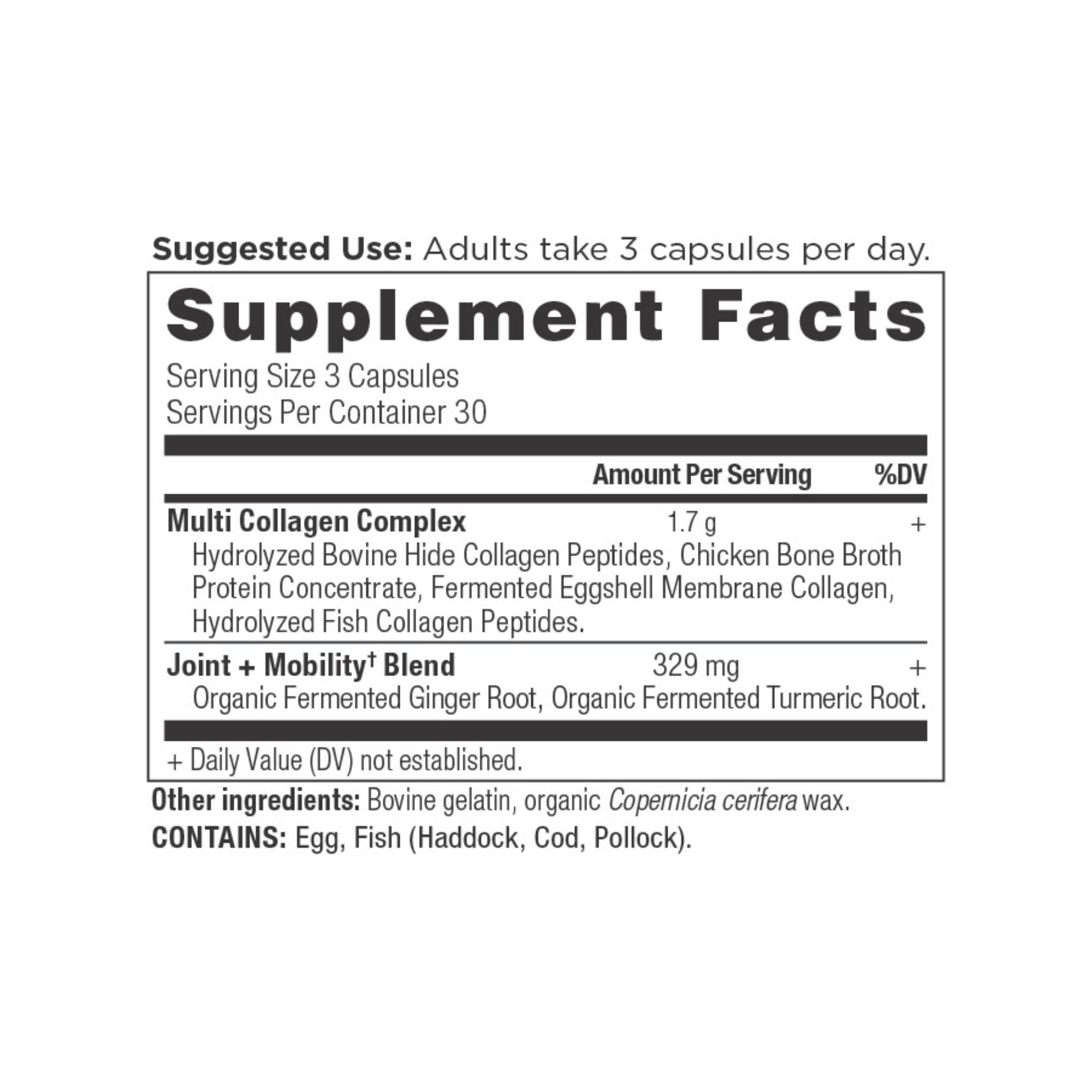 Multi Collagen Joint & Mobility Capsules (90 Capsules) supplement facts panel