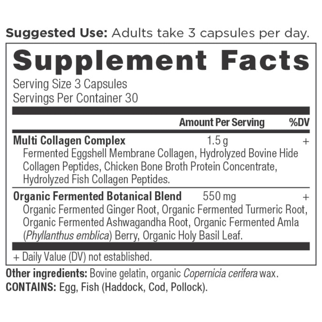 Multi Collagen Capsules (90 Capsules supplement facts label