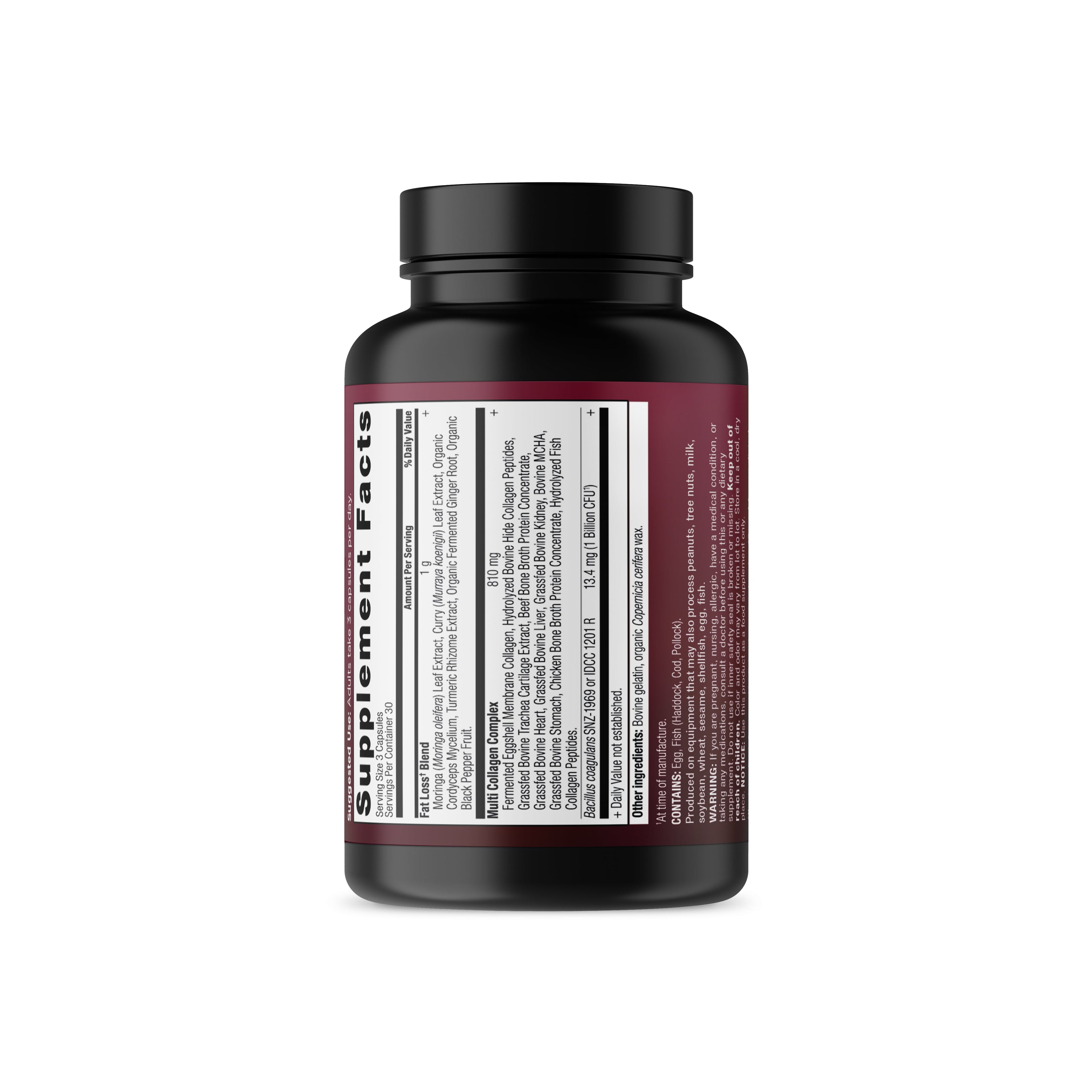 Multi Collagen Advanced Lean Capsules (30 Servings) side of bottle