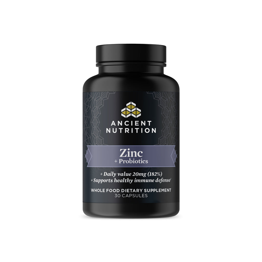 Ancient Nutrients Zinc + Probiotics Capsules (30 Servings) bottle