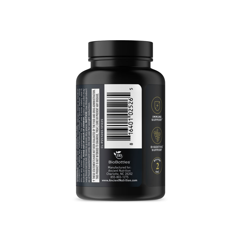 Ancient Nutrients Zinc + Probiotics Capsules (30 Servings) back of bottle