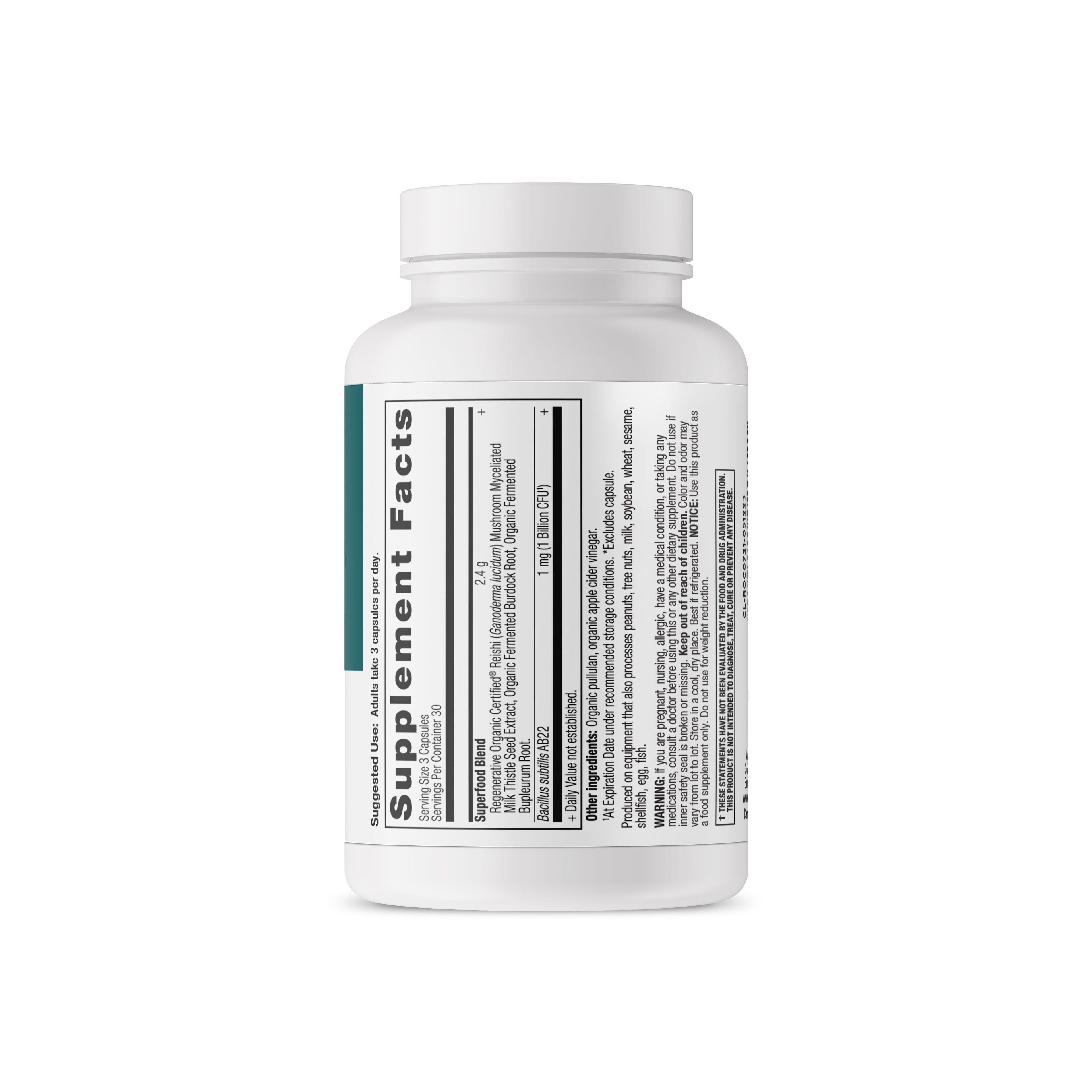 Regenerative Organic Certifiedª Liver Cleanse back of bottle