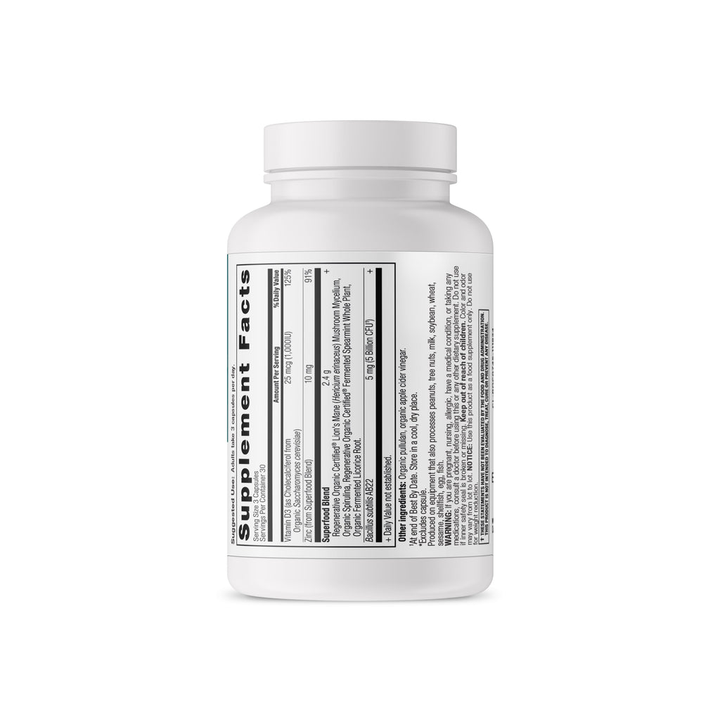 Regenerative Organic Certifiedª Leaky Gut Support back of bottle