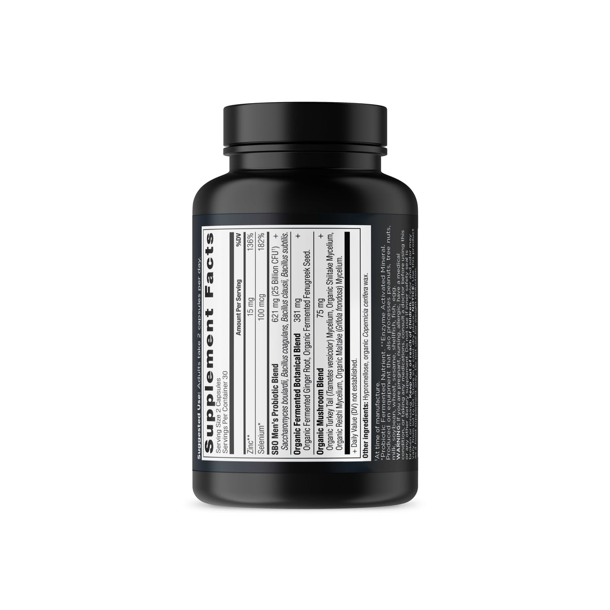  SBO Probiotics Men's capsules back of bottle