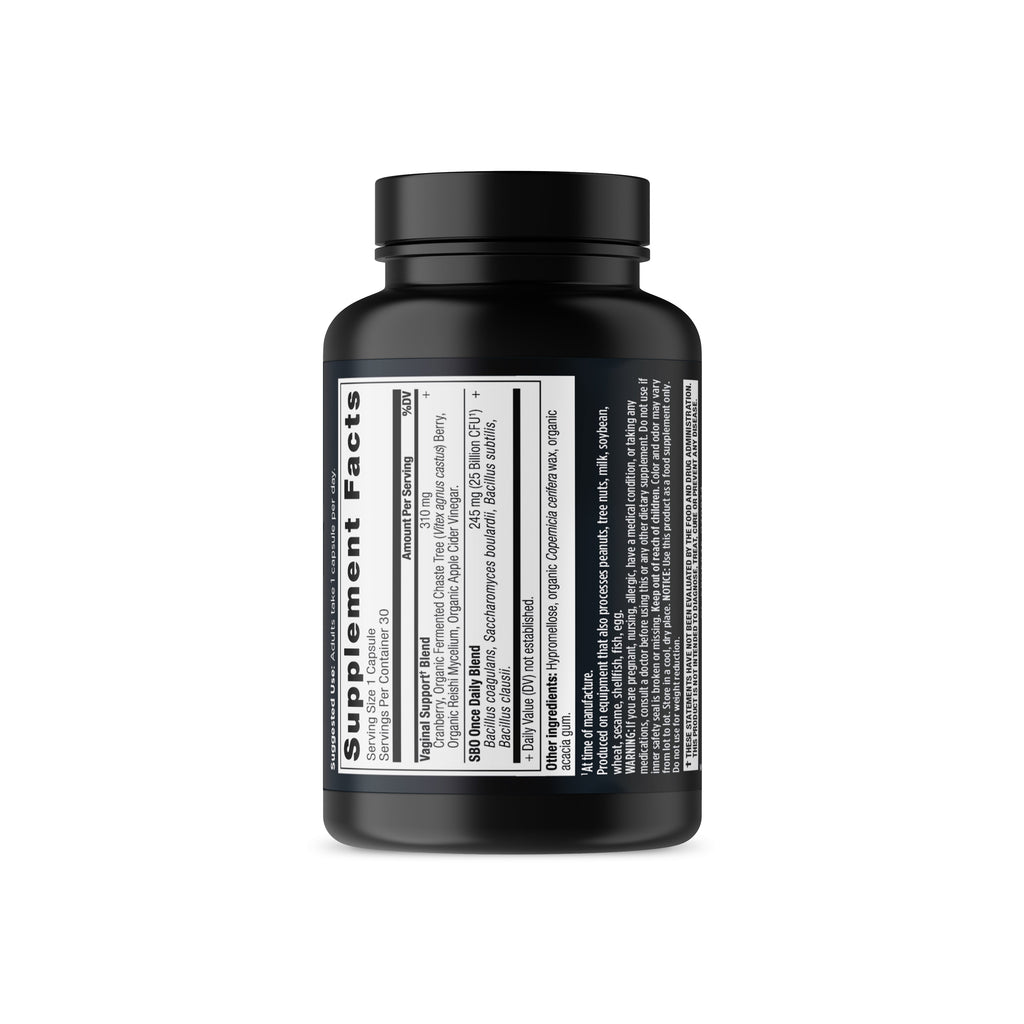 SBO Probiotics Vaginal Once Daily back of bottle