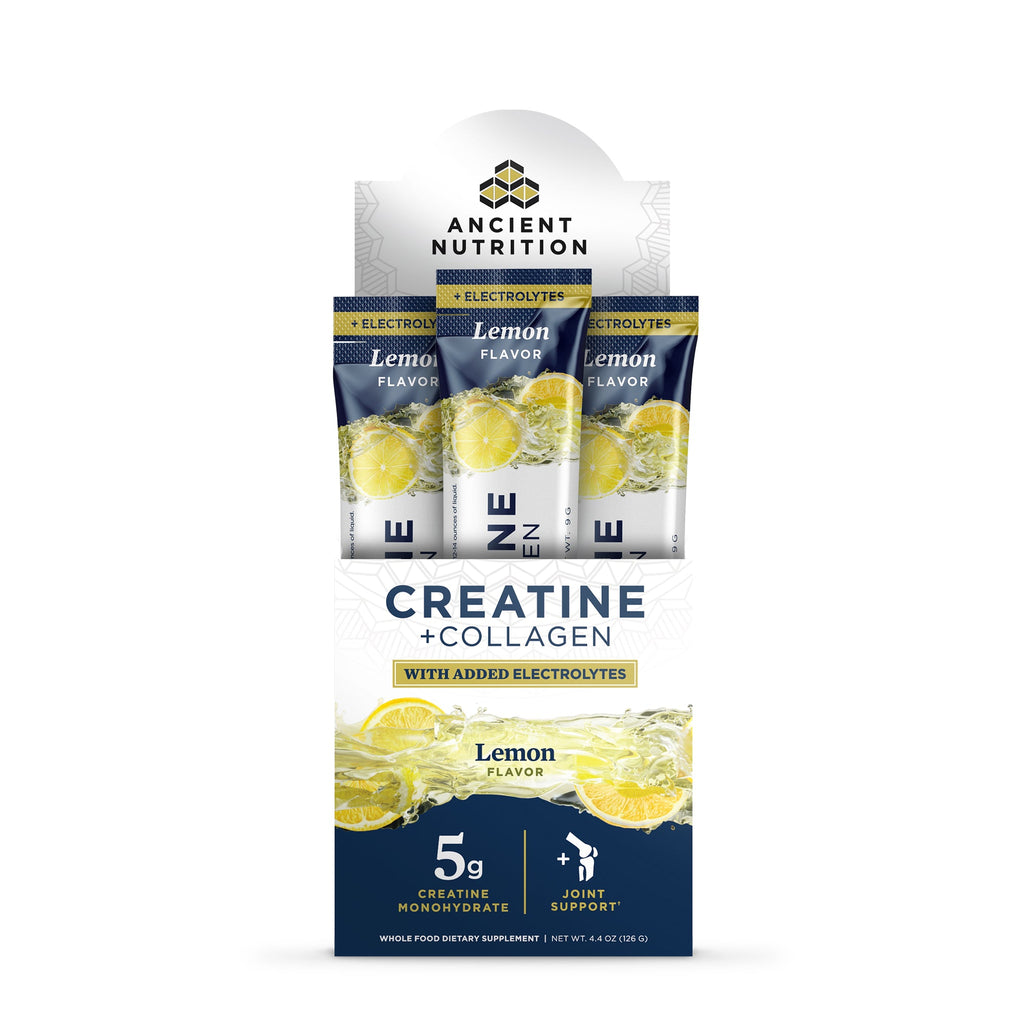Creatine + Collagen + Electrolytes Stick Packs Powder Lemon (14 Servings) bottle