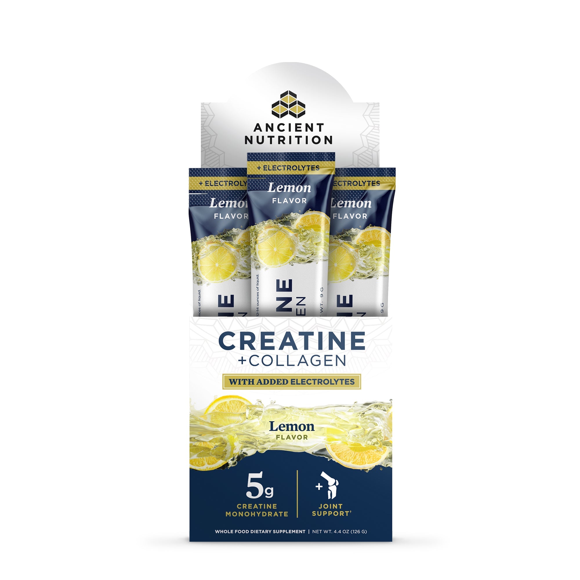Creatine + Collagen + Electrolytes Stick Packs Powder Lemon (14 Servings) bottle