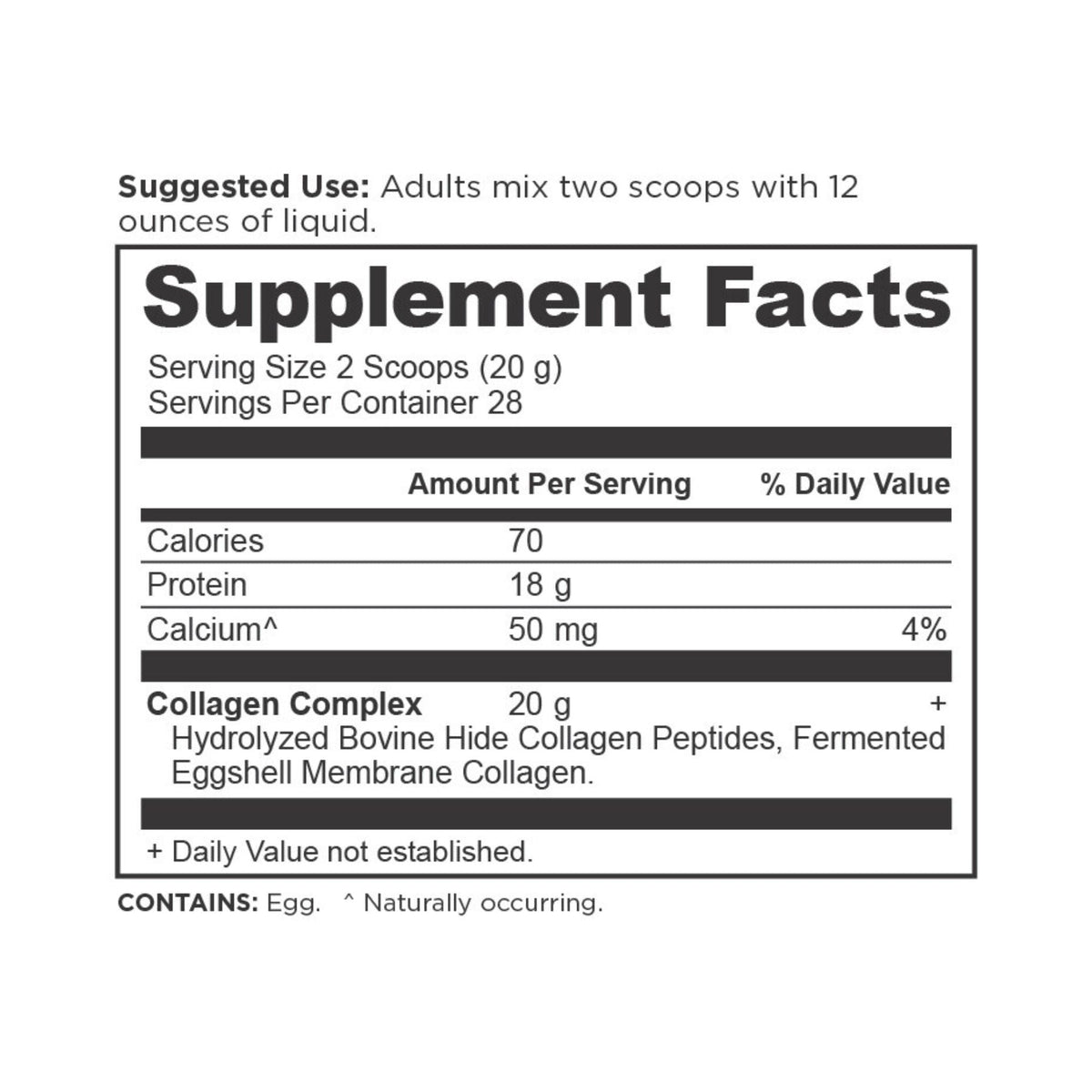 Collagen Peptides Protein Powder Unflavored 28 Servings supplement label