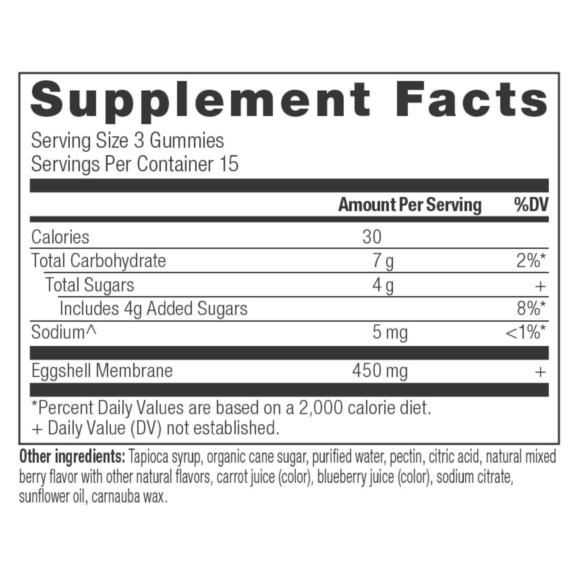 Collagen Peptides Gummies Mixed Berry (45 Gummies) supplement facts panel