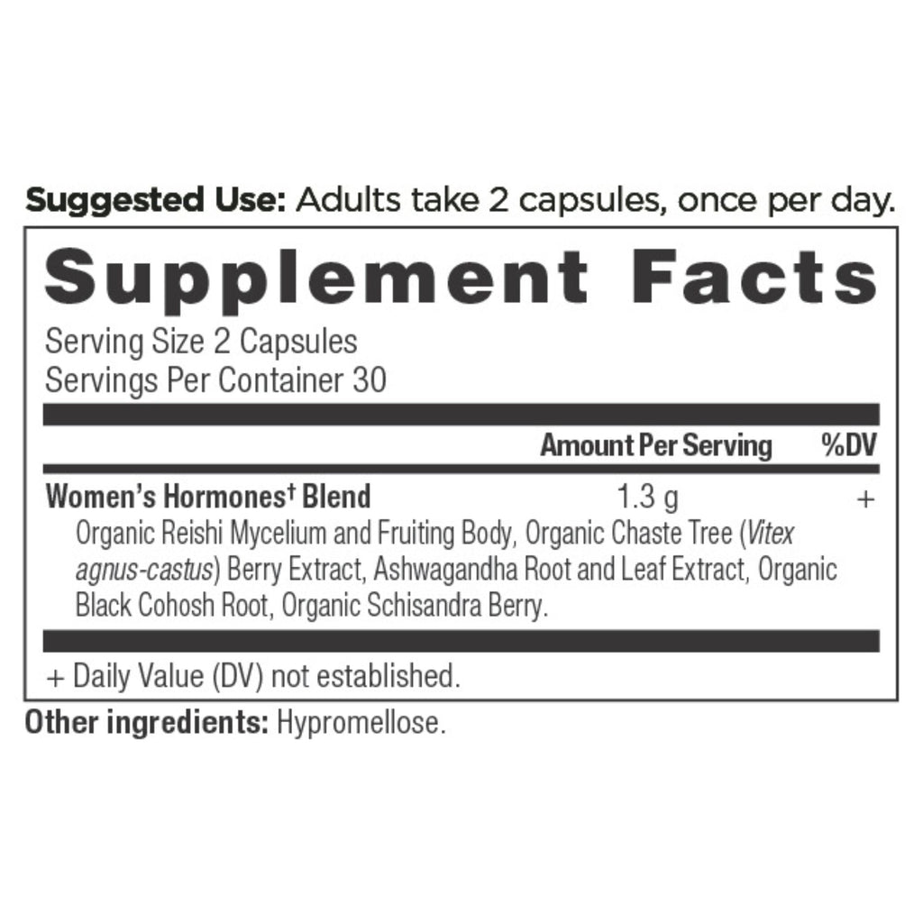 Women’s Hormone Balance Capsules (30 Servings) supplement facts panel