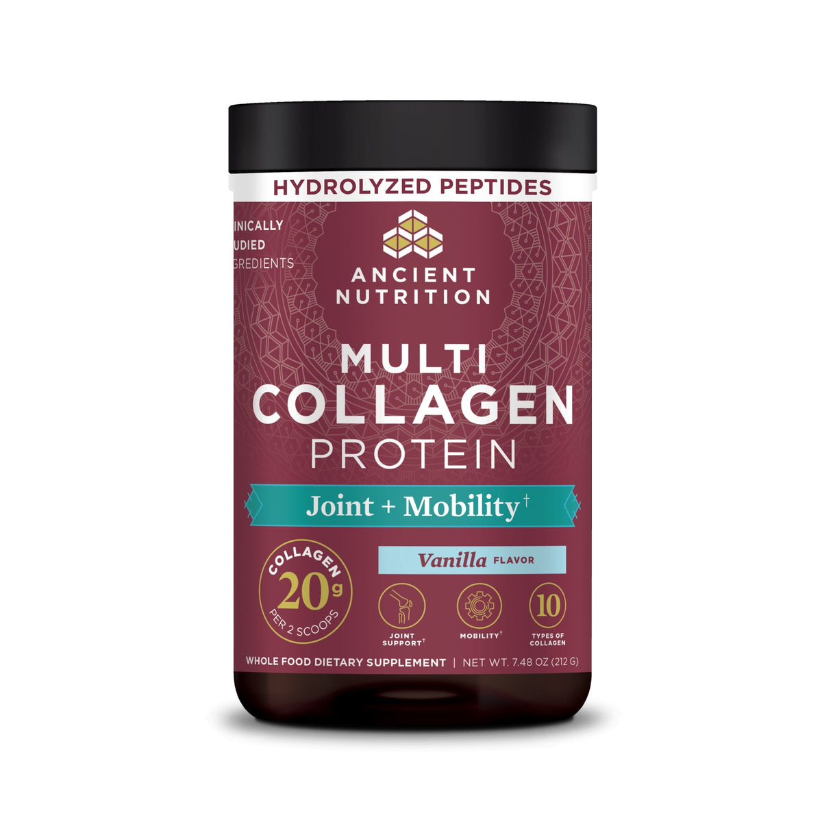 Multi Collagen Protein Joint & Mobility Powder Vanilla (20 Servings) front of bottle