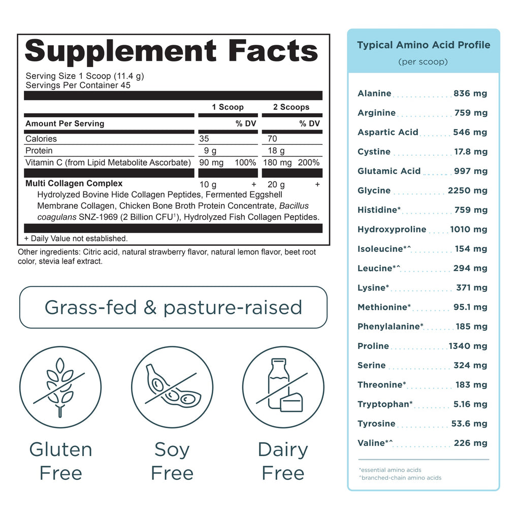 Multi Collagen Protein Powder Strawberry Lemonade (45 Servings)