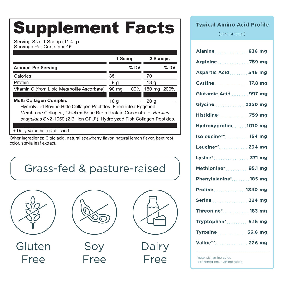 Multi Collagen Protein Powder Strawberry Lemonade (45 Servings)