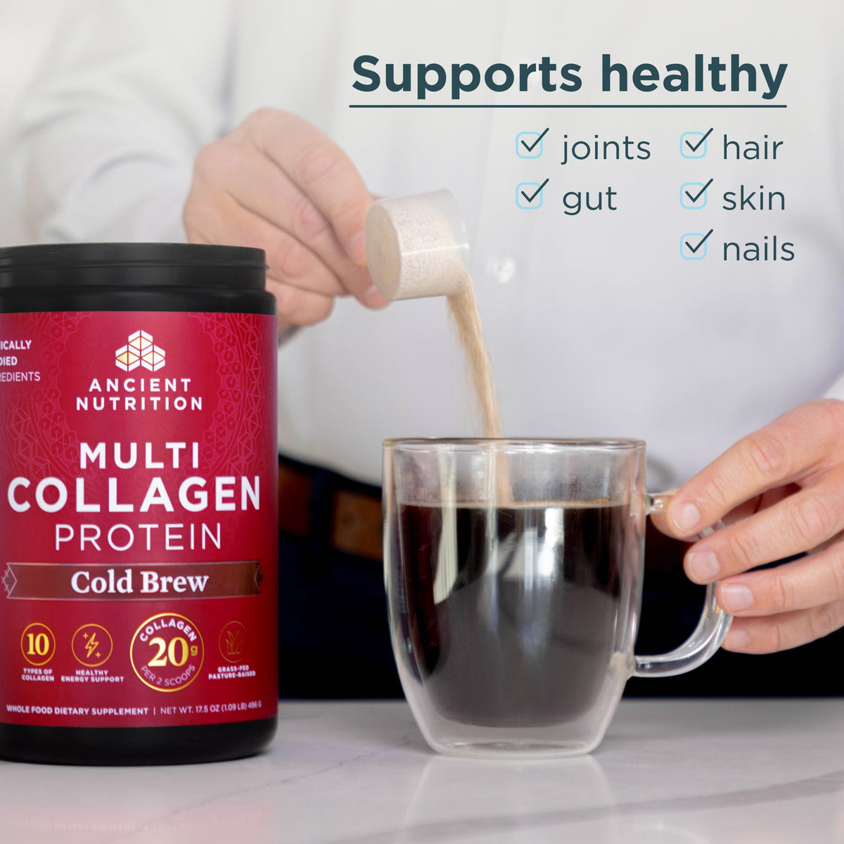 supports healthy joints, gut, har, skin, nails