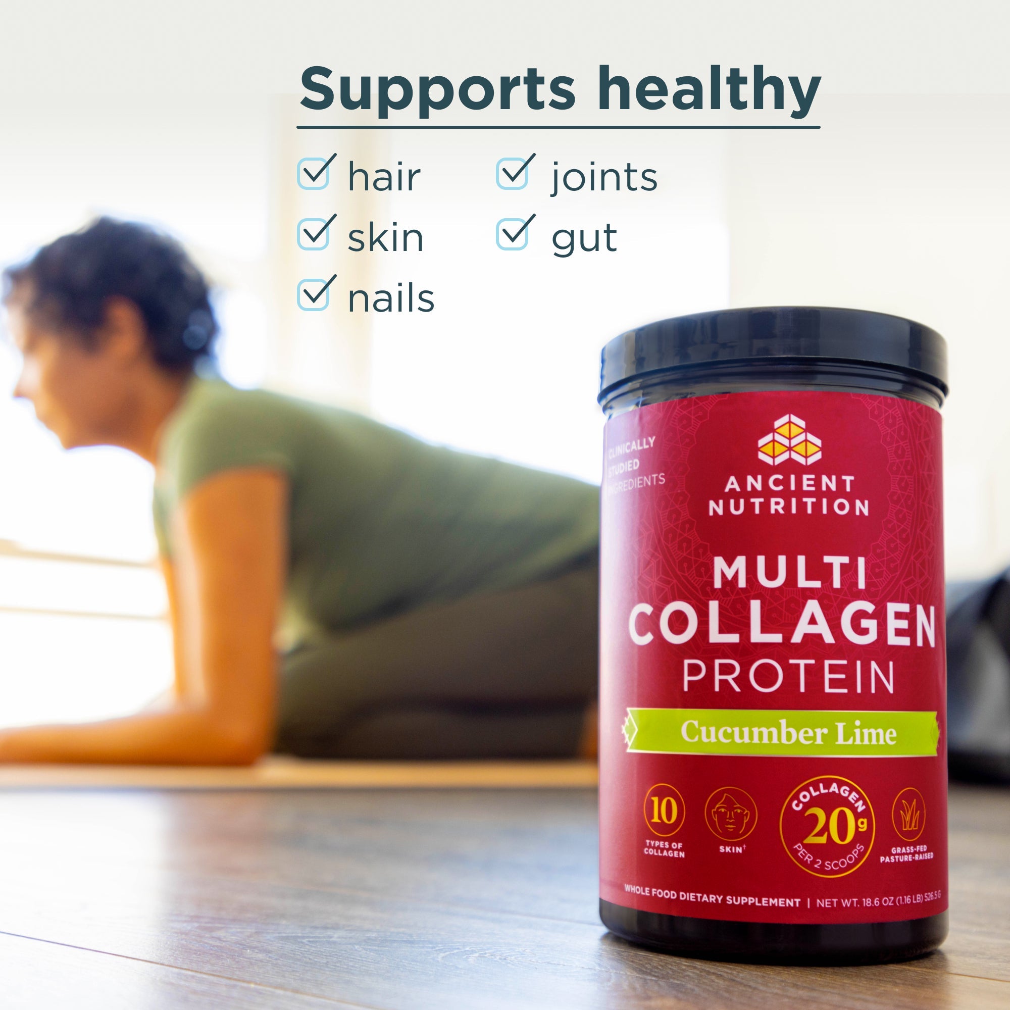 supports healthy hair, skin, nails, joints and gut