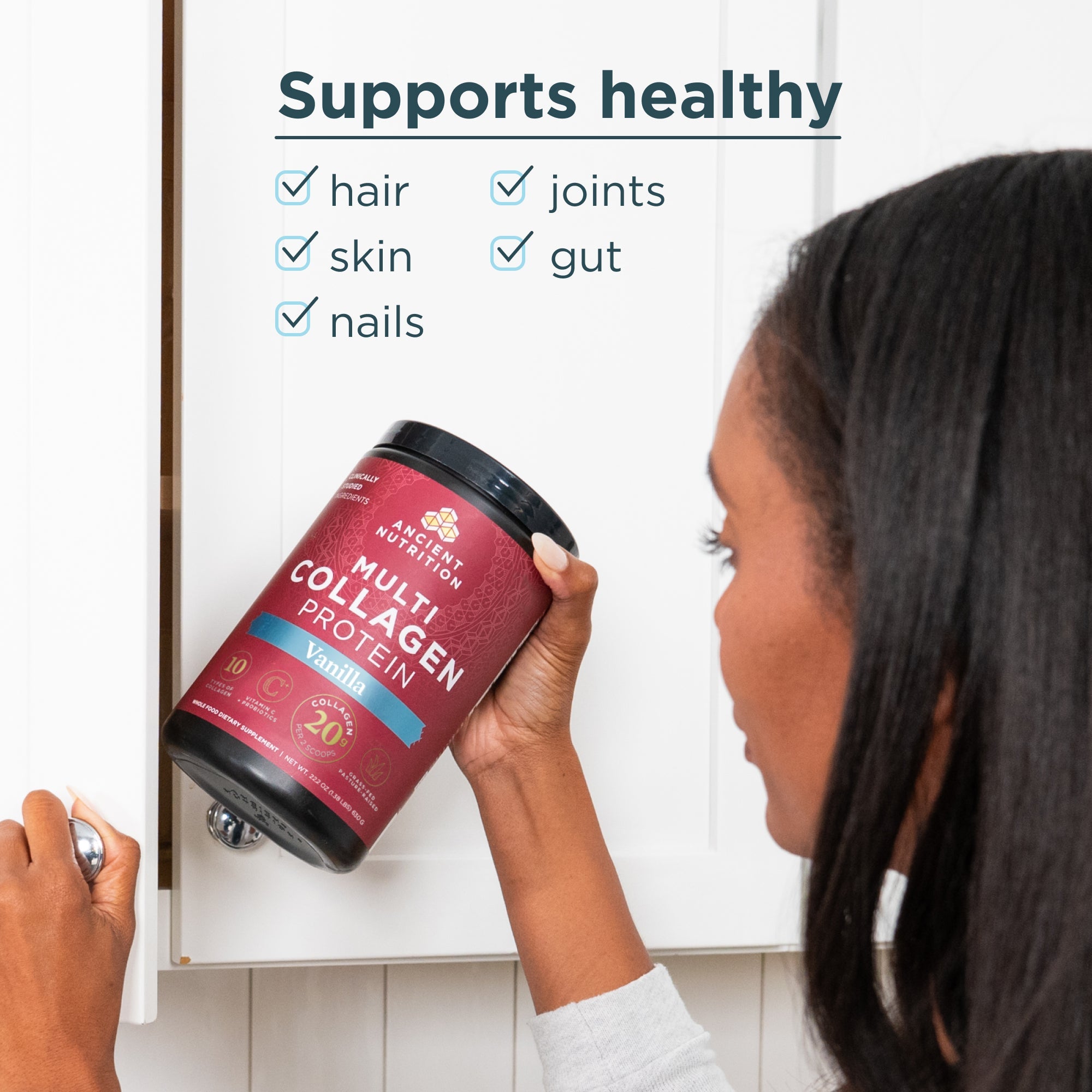 supports healthy hair, skin, nails, joints and gut