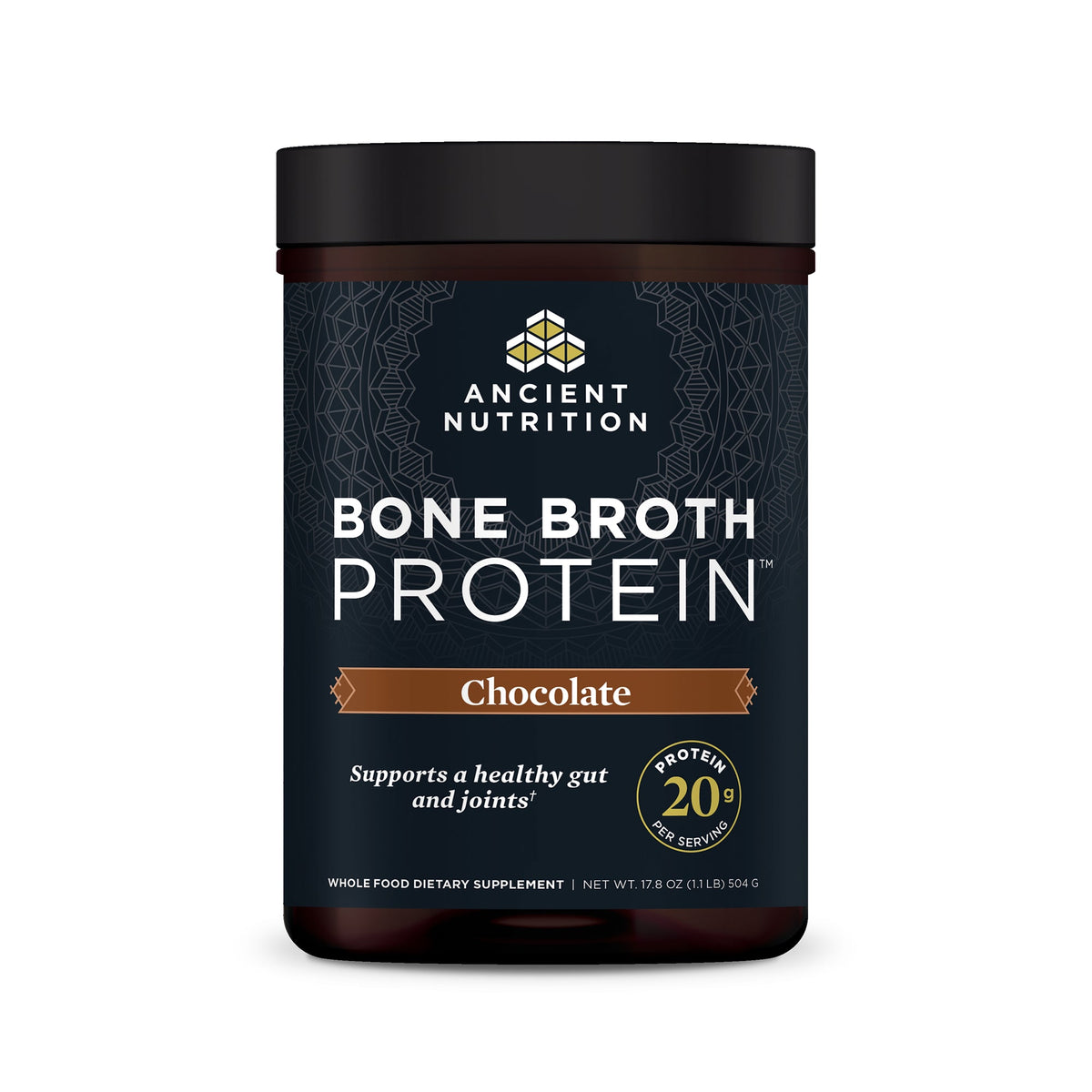 Bone Broth Protein Powder Chocolate (20 Servings) bottle