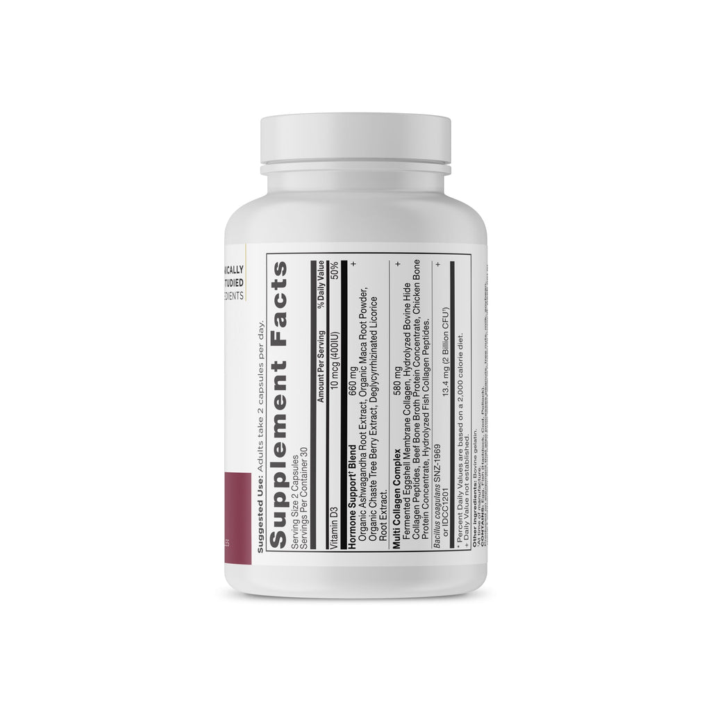 a bottle of Hormone Balance + Collagen Capsules 