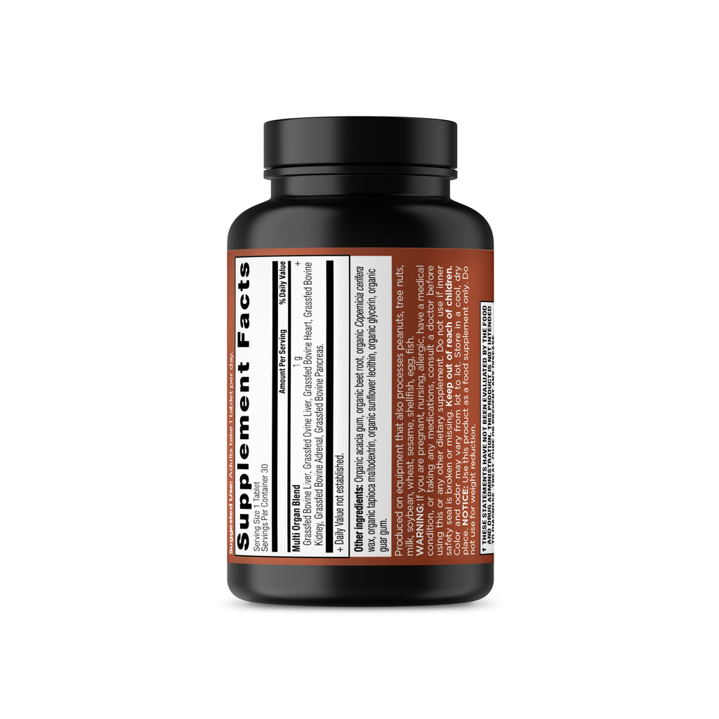 Organs Blend Once Daily Tablets back of bottle