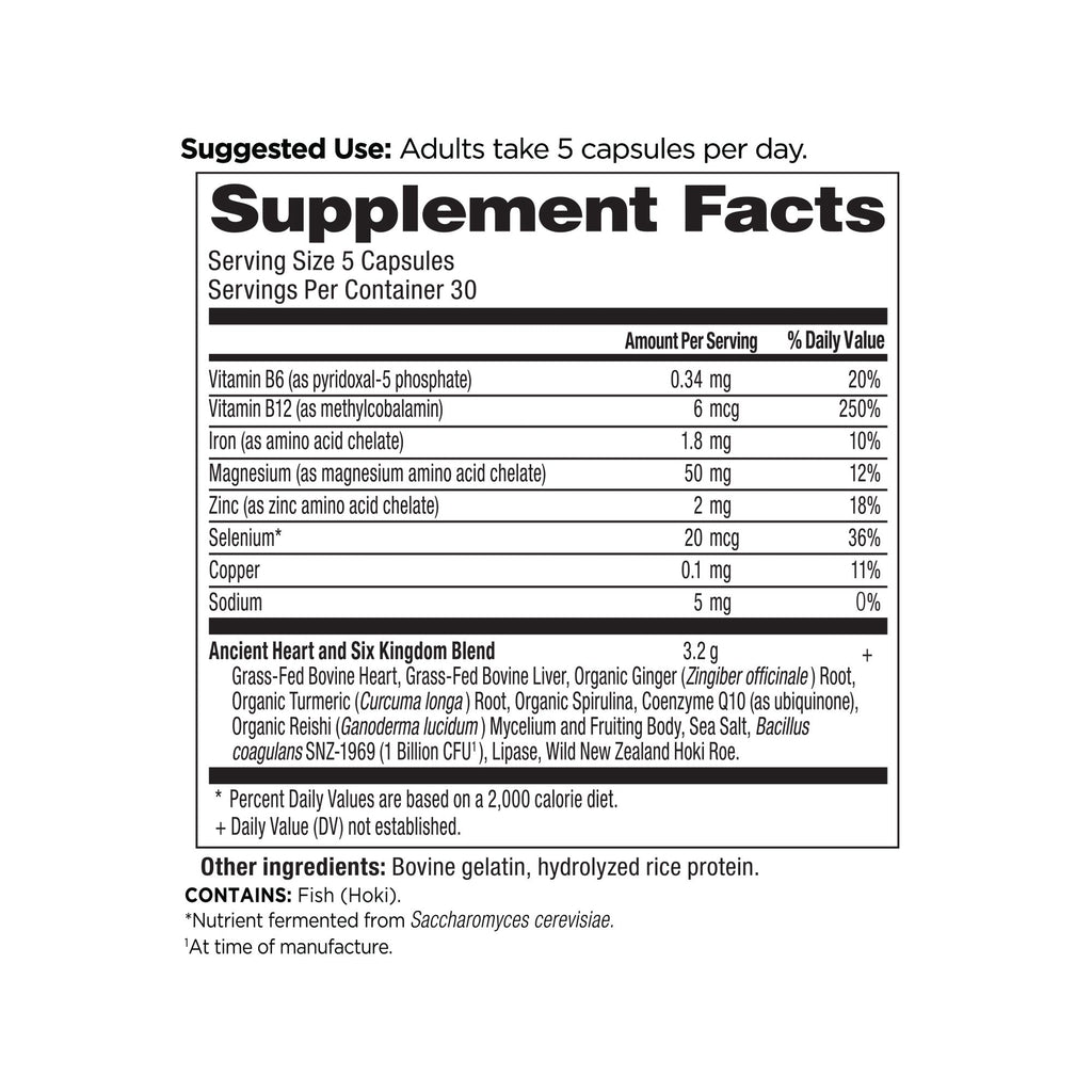 Heart Blend Capsules (30 Servings) supplement facts panel