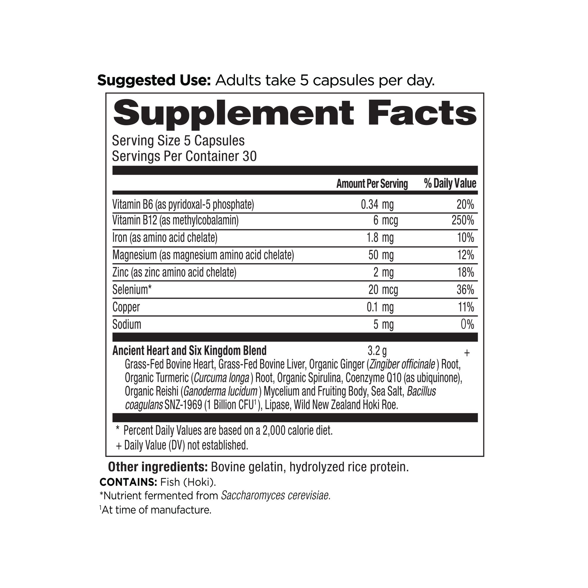 Heart Blend Capsules (30 Servings) supplement facts panel
