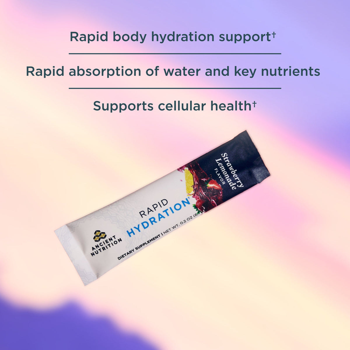 a Rapid Hydration Powder Strawberry Lemonade Flavor stick pack