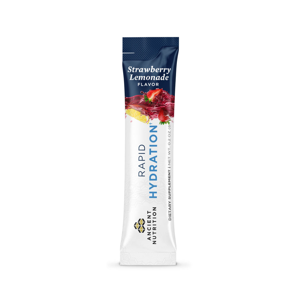 a single Rapid Hydration Powder Strawberry Lemonade Flavor stick pack