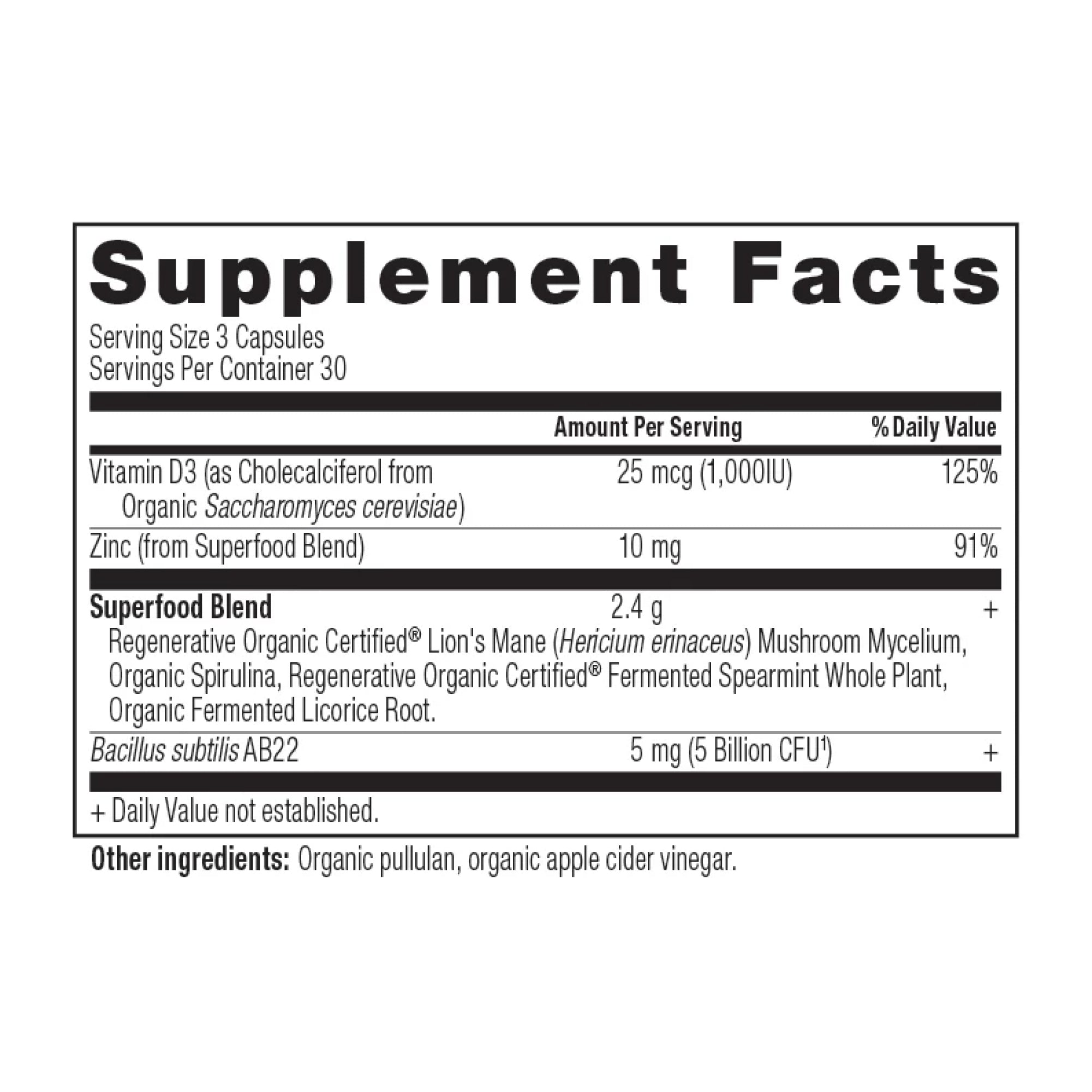 Regenerative Organic Certifiedª Leaky Gut Support (30 Servings) supplement facts panel