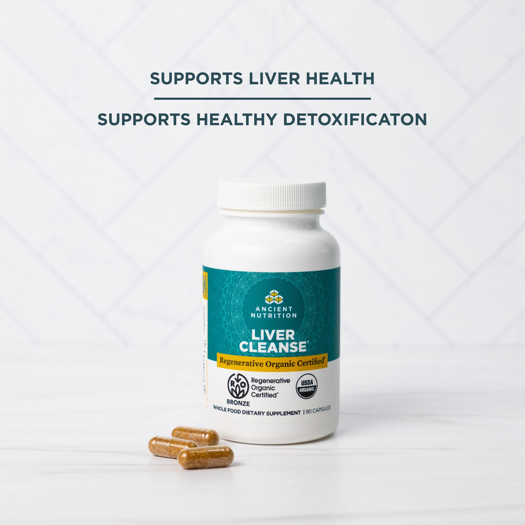 a bottle of Regenerative Organic Certifiedª Liver Cleanse on a white backgrorund