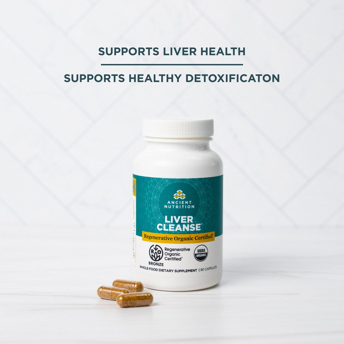 a bottle of Regenerative Organic Certifiedª Liver Cleanse on a white backgrorund
